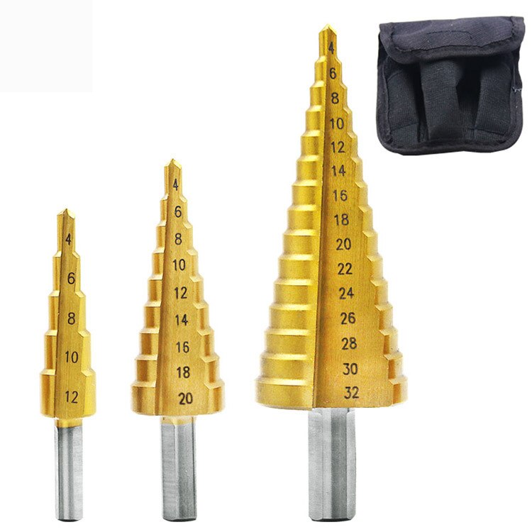 3-12mm 4-12mm 4-20mm trins keglebor hulskærer værktøj sekskantskaft trinbor skaftbelagt metalbor til metaltræ