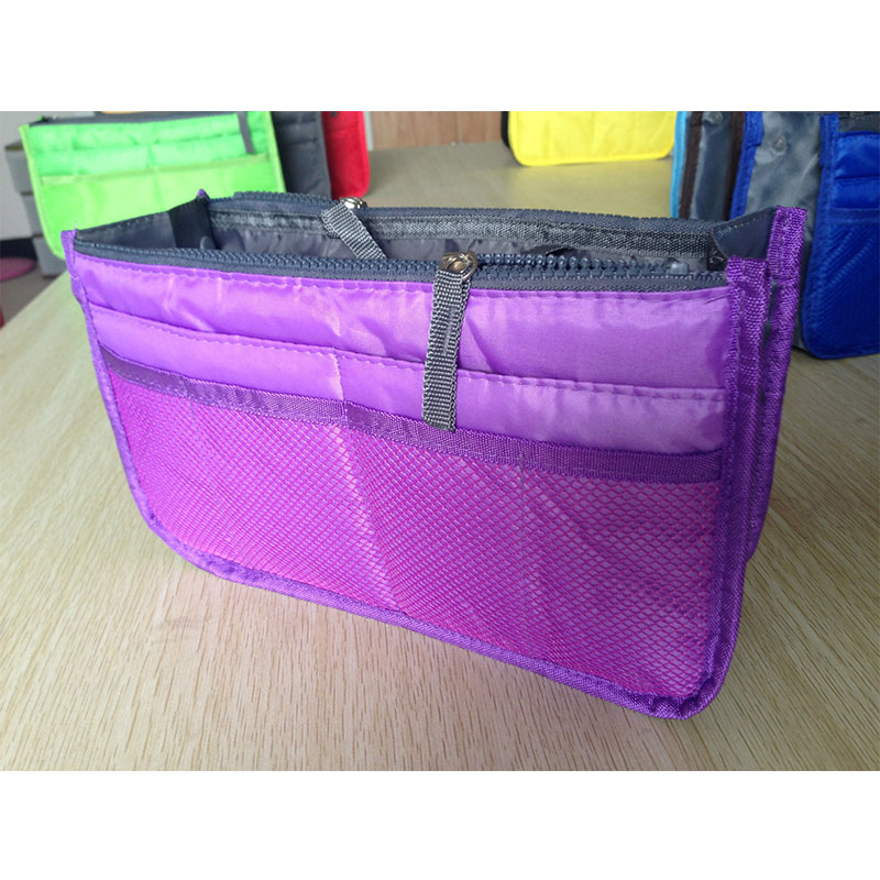 Travel Organizer Insert Bag Women Nylon Organizer Handbag Purse Large Lady Makeup Cosmetic Bag Female Wash Bag: Purple