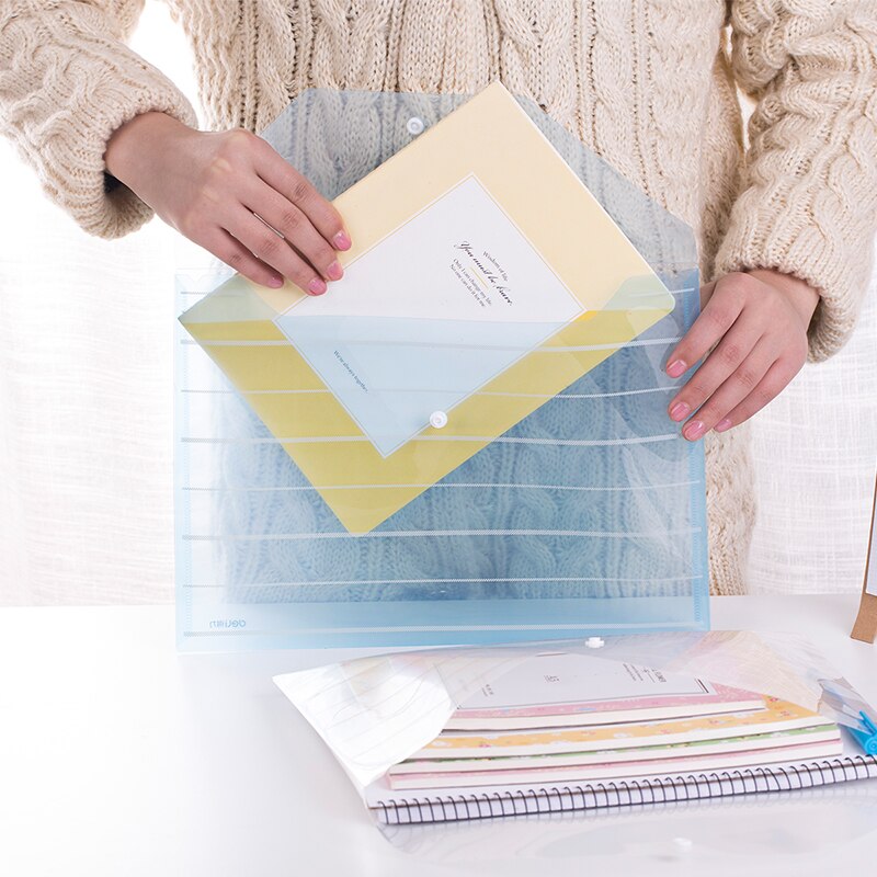 5 stks/partij A4 Transprent Plastic Document tas/bestand document tas/Bestand zak/file houder/Portfolio/ notes Pouch