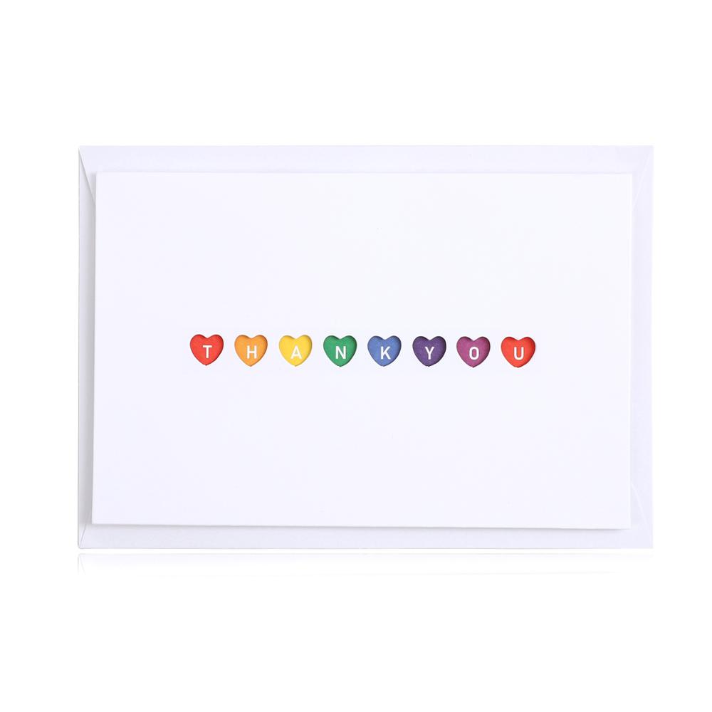 1pc romantiske jeg elsker dig hule lykønskningskort hjerteform kærlighedsord bryllupsfødselsdag invitation velsignelse kort papirforsyning: Tak farve
