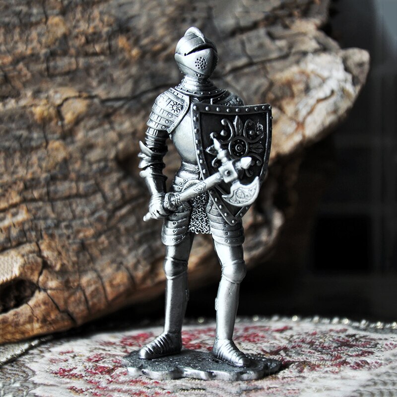 Classical European Medieval Tin Soldier Warrior Character Statue Crafts Statues For Decoration GY44