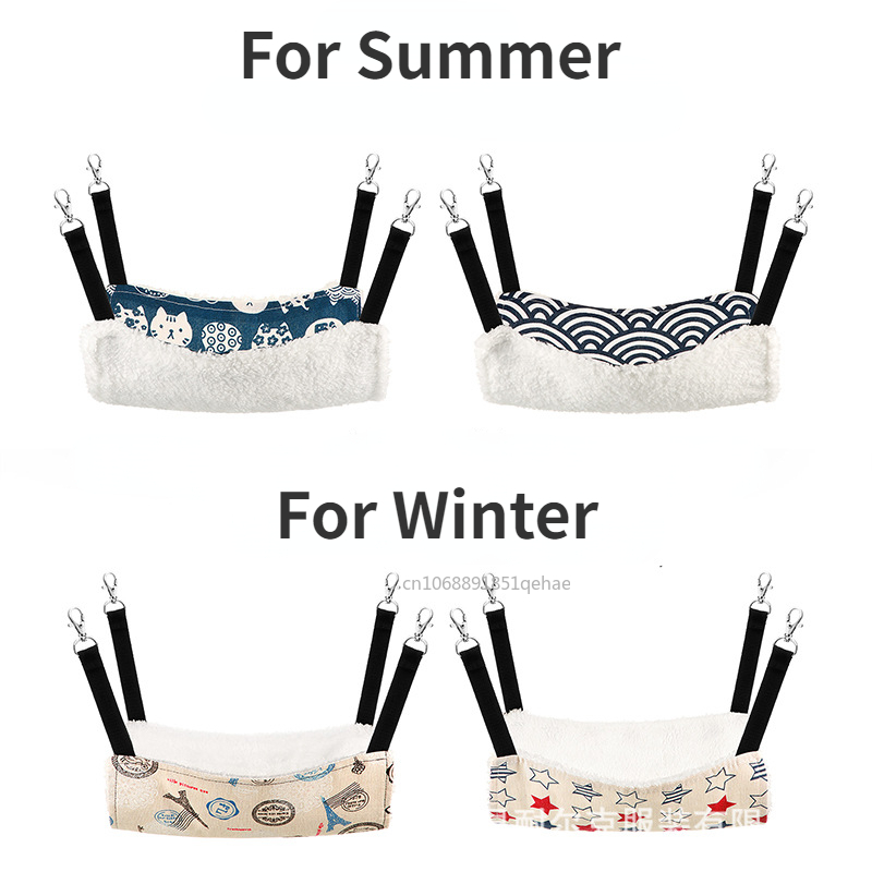 Letto amaca in tela per gatti letti per criceti per animali domestici letto sospeso su entrambi i lati letto a dondolo per animali domestici criceto scoiattolo coniglio resto forniture per il sonno