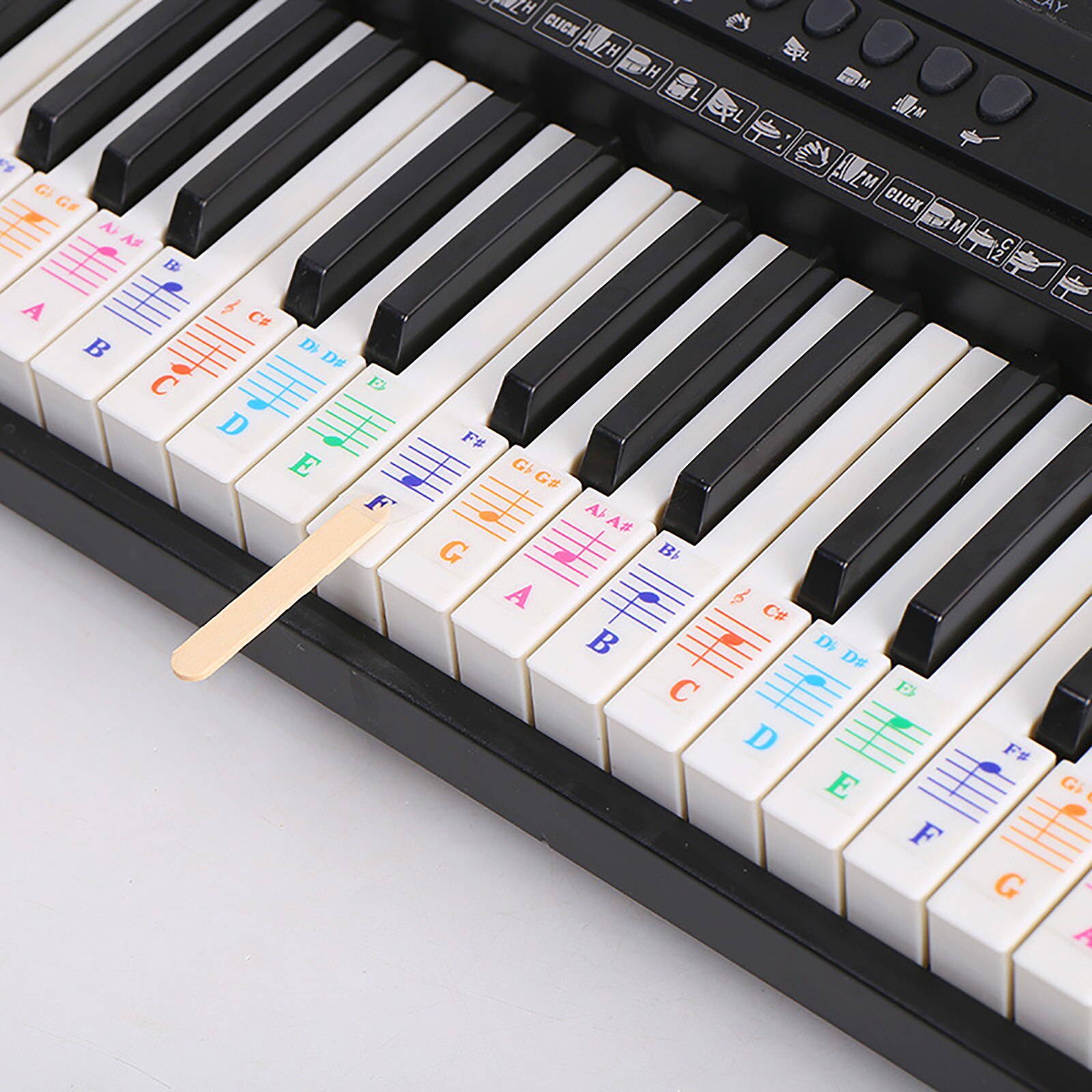 25/49/61/76/88 Color Transparent Piano Keyboard Stickers Electronic Keyboard Key Piano Stave Note Sticker Symbol For White Keys