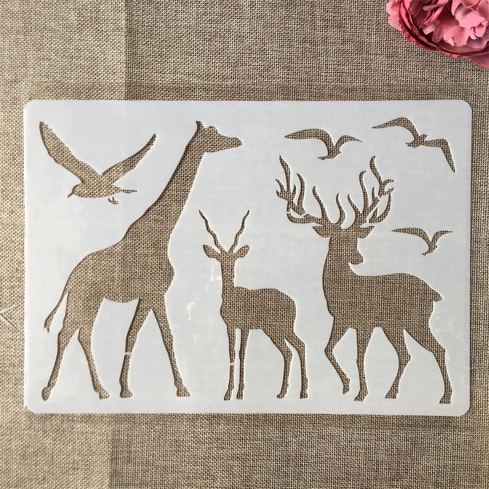 A4 29cm Animals Deer Giraffe DIY Layering Stencils... – Vicedeal