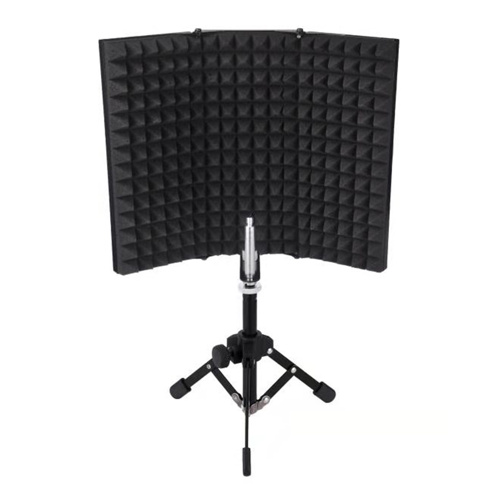 Acoustic Foldable Compact Filter Microphone Isolation Shield Adjustable Tabletop Soundproof With Tripod Stand Easy Install