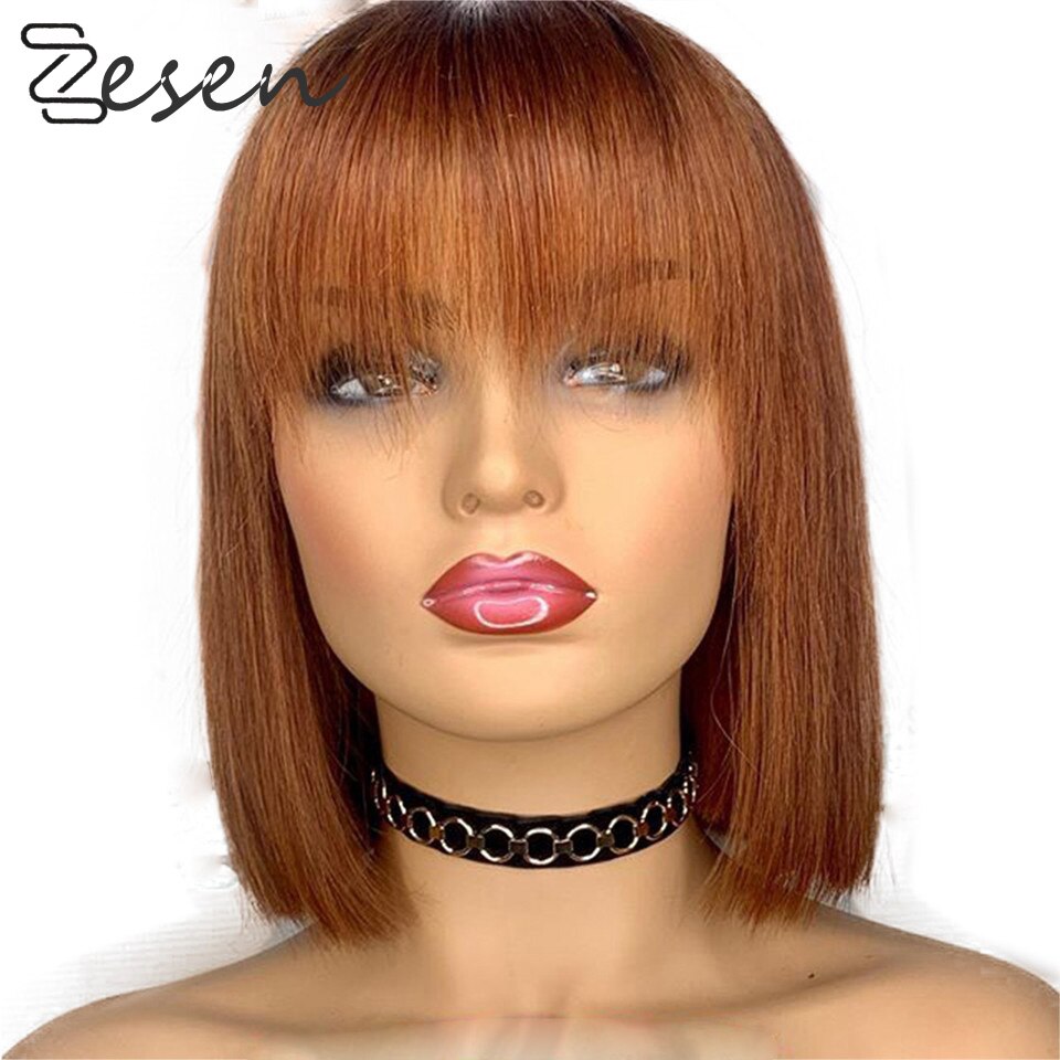 Zesen Kurze Haare Bob Gerade Perücke Synthetische 13*4 Spitze Vorne Perücke afrikanisch amerikanisch Perücken für Schwarze Frauen Hohe temperatur Faser: mögen das pic / 12Zoll