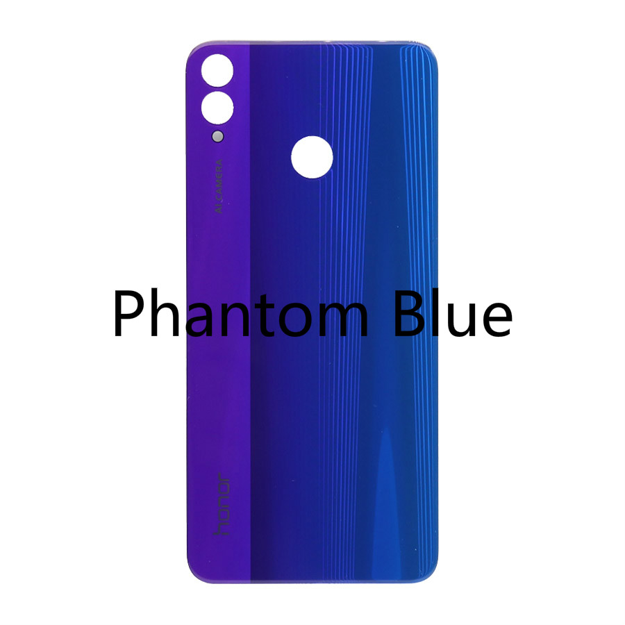 for Honor 8X Battery Cover Back Glass Rear Door Housing Case For Huawei Honor 8X Battery Cover JSN-L21 L22 L23 L42 LX1 AL00: Phantom Blue No Lens