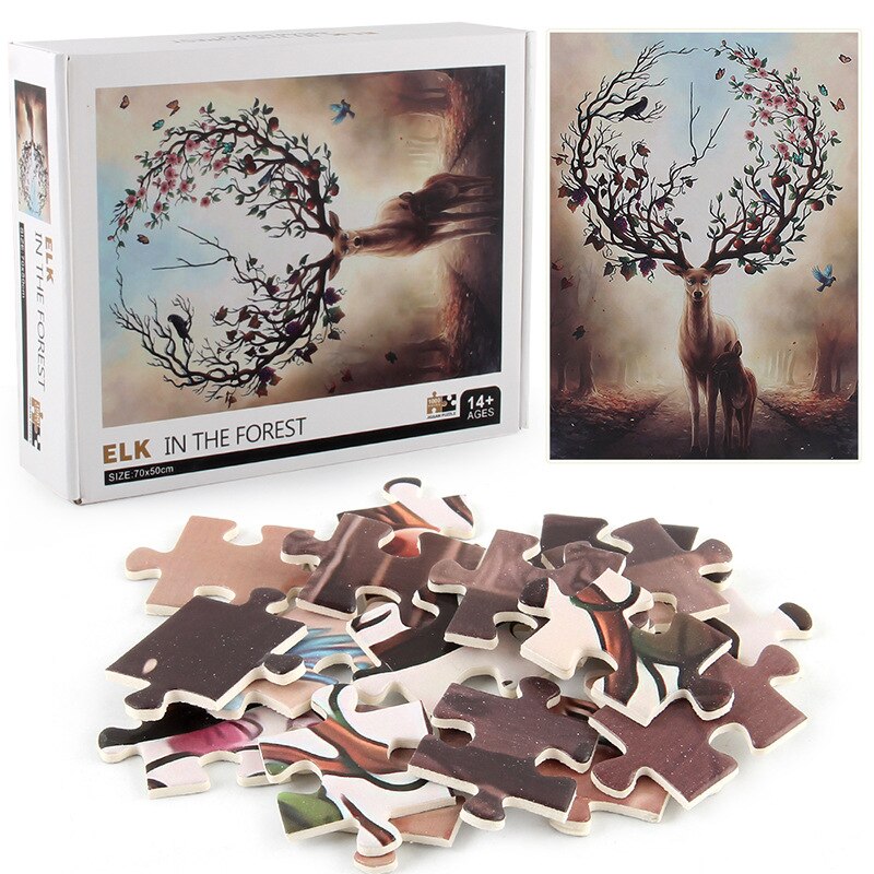 Unique Animal Forest Elk Jigsaw Puzzles Mysterious Puzzle 3D Puzzle For Adults Fabulous Children Toy Animal Puzzle Gif: With Box