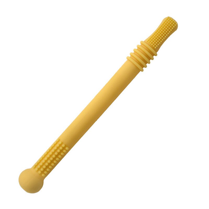 1 pz molari massaggiagengive giocattoli sicuri Toddle dentizione paglia Silicone masticare cura dentale spazzolino regalo madre forniture per bambini: Yellow