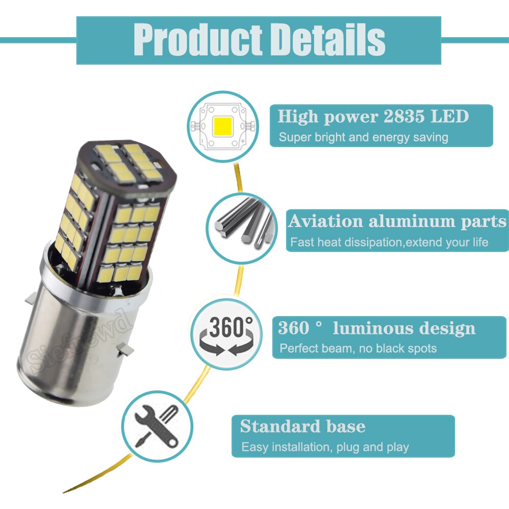 Paar LED Motorrad Scheinwerfer 2835 56SMD BA20S Auto Auto Rolle ATV Moped LED Kopf Glühbirne Weiß 6000K Gelb bernstein 6V 12V DC