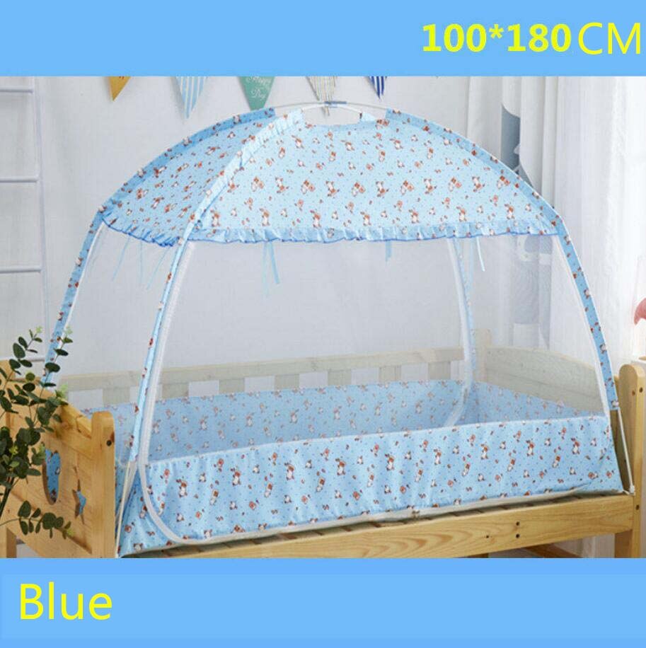 Opvouwbaar klamboe in meerdere maten voor kinderen, zomerluifel voor babybedje, anti-muggentent, mongoolse yurt, klamboe: Blauw -100 x 180cm