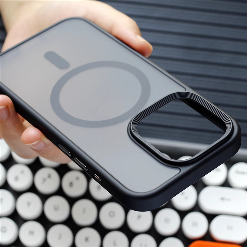 Magnesafe trådløst ladedeksel til iphone 14 15 pro 16 15 pro max plus, magnetisk, luksuriøst matt, gjennomsiktig, støtsikkert deksel: For iphone 14 pro max (6.7 ") / Svart