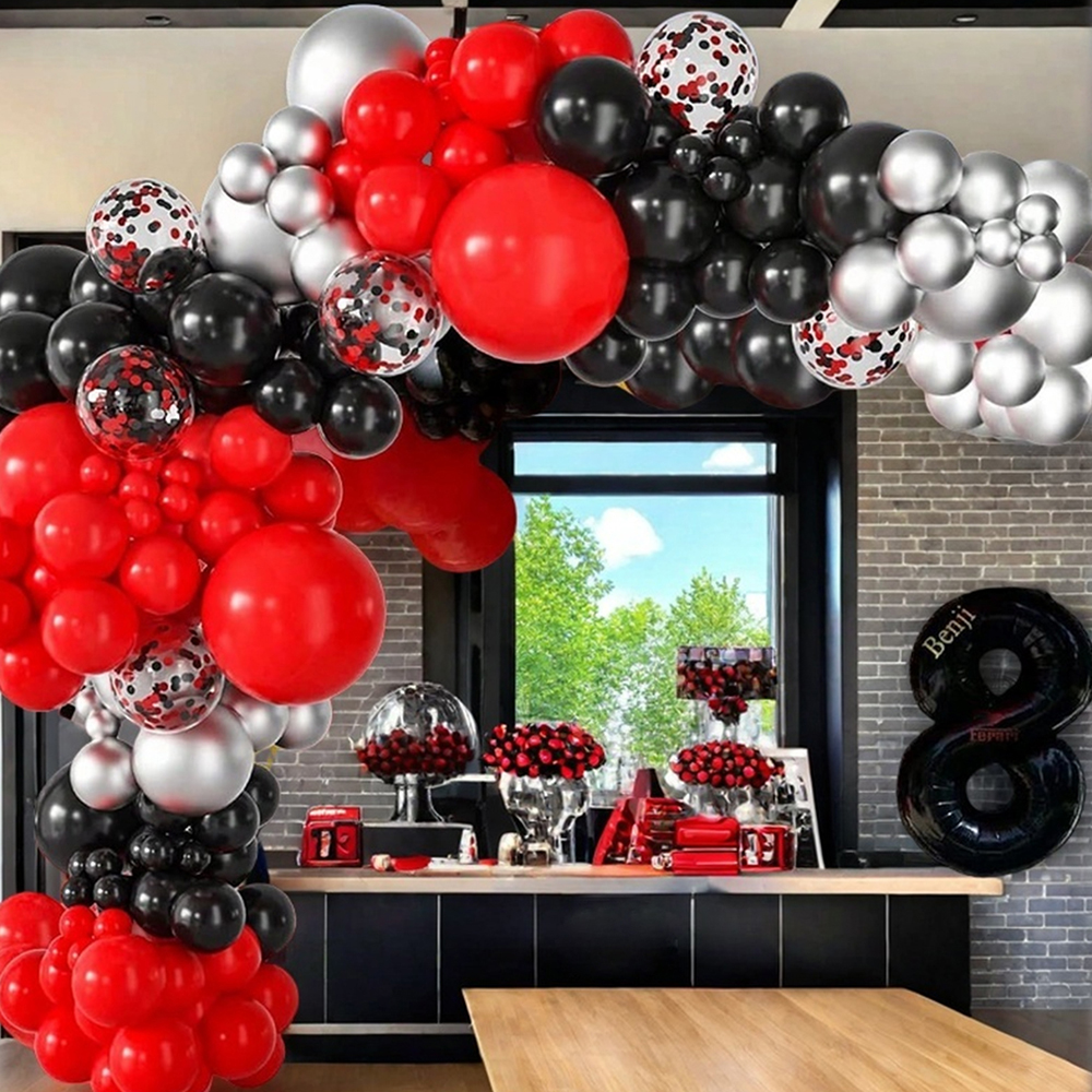 20/40 Uds. Globos de colores mezclados negros y rojos, globos de confeti de 12 pulgadas, juego de globos de decoración de boda y cumpleaños, aniversario D