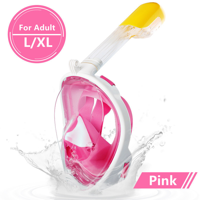 Onderwater Scuba Anti Fog volgelaatsduikmasker Snorkelen Ademhalingsmaskers Veilige waterdichte zwemuitrusting voor volwassen kinderen: Roze