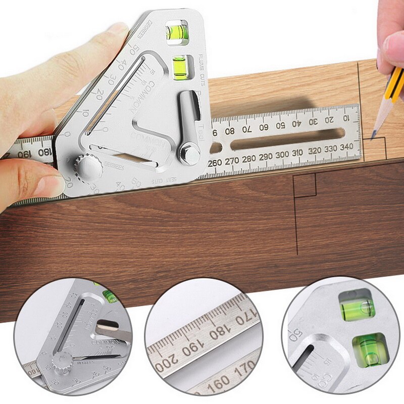 Level And Measuring Layout Tool Multifunctional Angle Measuring Ruler With Level Bubble Carpentry Tool