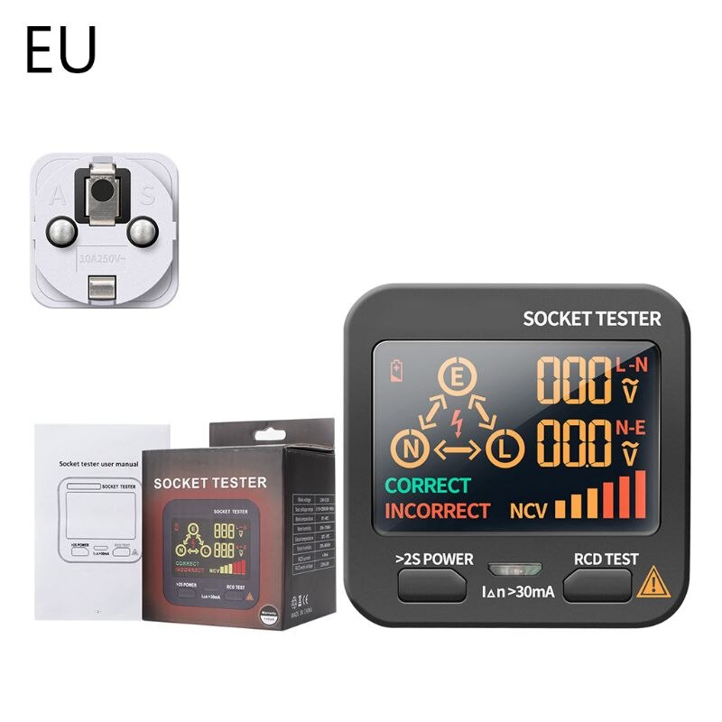 Stopcontact tester pro spanningstest stopcontact detector ons uk sa au eu stekker aarde nul lijn stekker polariteit fase controle  ac11: Eu