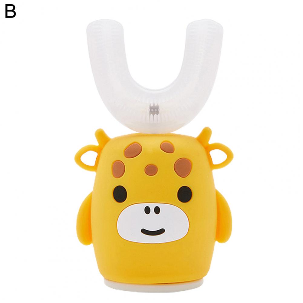 U-Shaped Toothbrush For Children/Teeth Toothbrush Cartoon Shape Waterproof Food Grade Material Kids Cute Electric Toothbrush: Yellow B Calf
