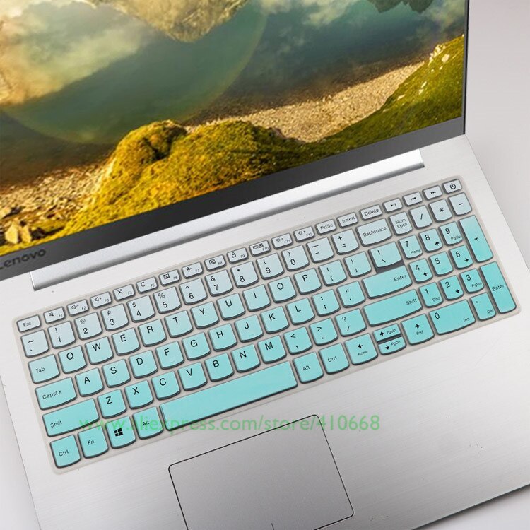 Silcone laptop notebook tastatur cover beskytter til lenovo yoga  c740 (15) c740-15 iml  c 740 15 iml 15.6 tommer med numeriske taster: Gradvis skyblue