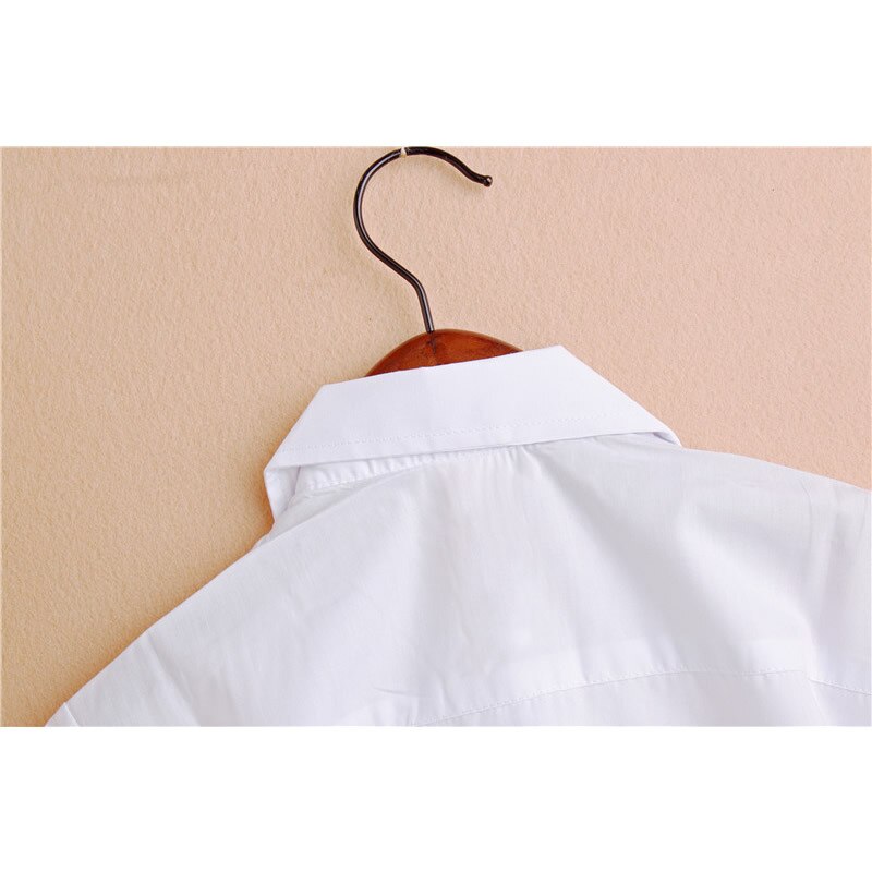 Chemise blanche en coton pour garçons et adolescents, haut droit à col rabattu, vêtements pour enfants