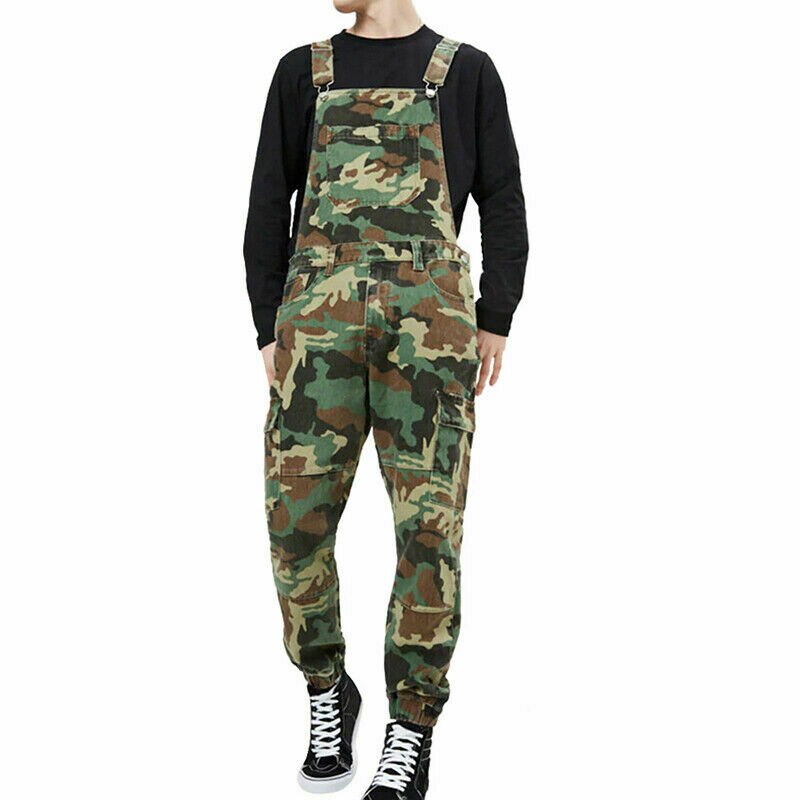 hombres monos de mezclilla Baberos monos camuflaje Moto Biker Correa Pantalones Casual hombres Pantalones Casual Cargo Pantalones