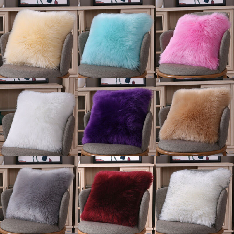 Faux Fur Fluffy Pluche Zachte Sofa Sierkussen Cover Kussen Case Solid Home Decor Woonkamer Slaapkamer