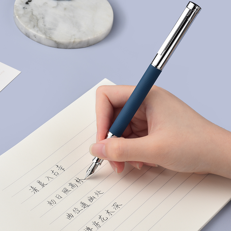 HongDian 1843 Metal Fountain Pen Voyager Series Beautiful Ripples Iridium EF/F Size Ink Pen Office Business Writing Ink Pen
