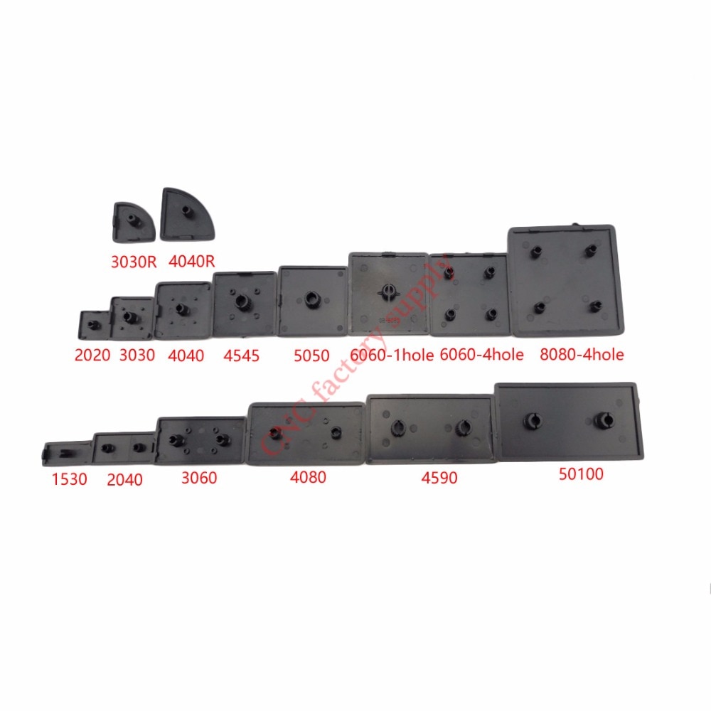 50pcs/lot CNC 3D Printer Parts Plastic End Cap Cover Plate black for EU Aluminum Profile /2040/3030/3060/4040 nylon Endcap