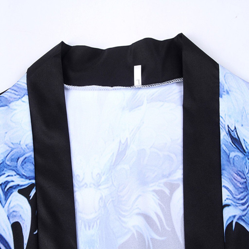 Water Dragon Printed Kimono Cardigan Men Summer Haori Samurai Kimonos Karate Streetwear Shirt Kimono Mens Haori Yukata#19