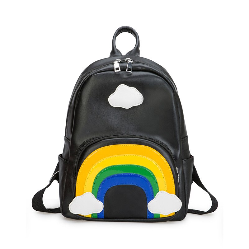 freundlicher Rucksack Mädchen Schule Taschen Neue Karikatur Regenbogen Drucken Rucksack eltern-Art-Paket freundlicher Rucksäcke: groß schwarz