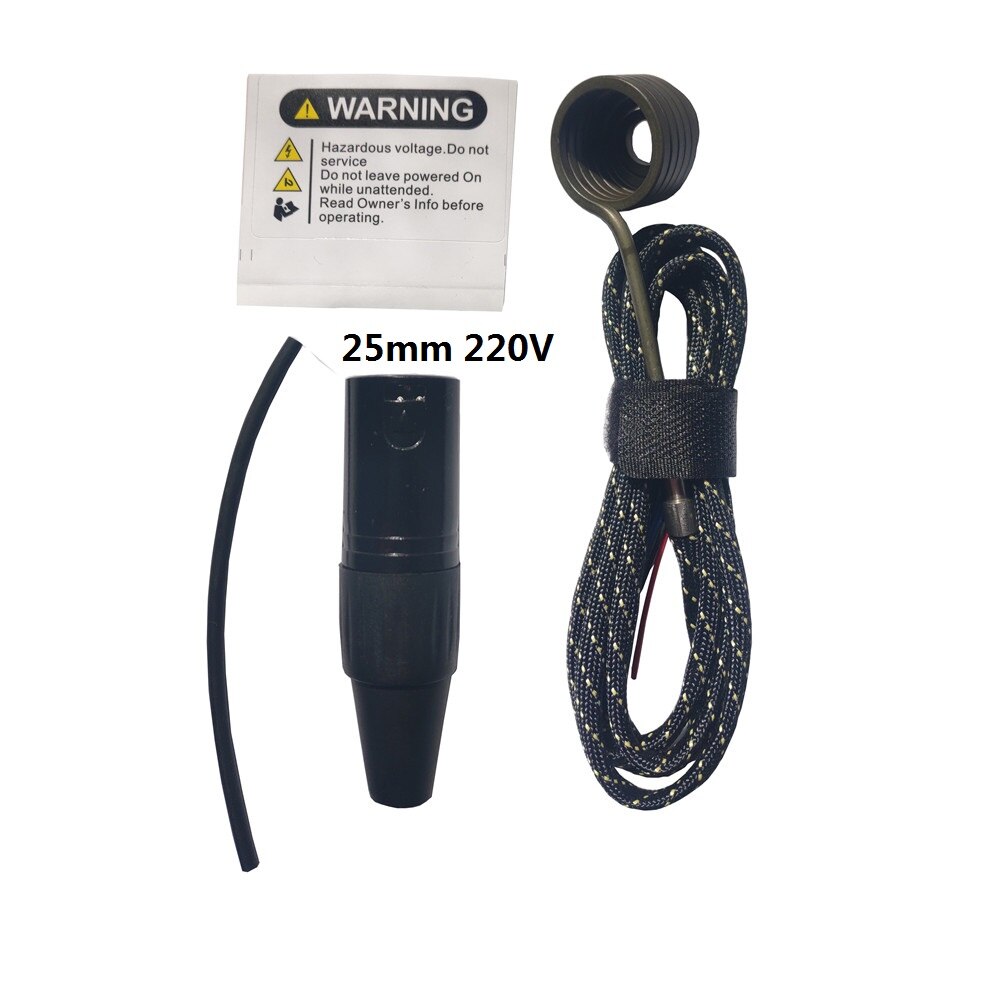 DIY Soldered 110V/220V Enail Heating Coil and 5 Pin XLR Male Plug with 10mm/16mm/20mm/25mm Fits E-Nail PID Controller: 25mm 220V