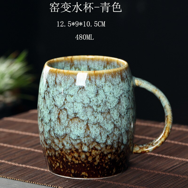 Kiln Change European Retro Ceramic Office Tea Cup Tea Mugs Coffee Mug Kung Fu Tea Set Water Cups Pottery Tea Bowl Drinkware: Pattern 3