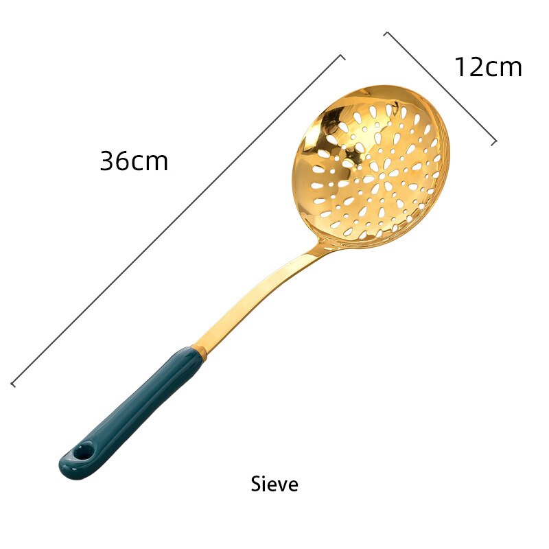 1pcs Green Porcelain Plate ceramic Dinner Plate Tableware Dinner Set Phnom Penh Exquisite Dinnerware Big Soup Ladle Leak Spoon: Leak Spoon