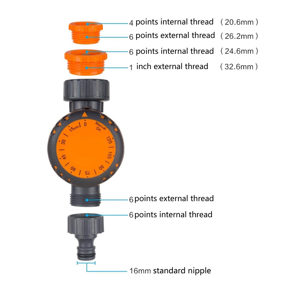 Automatisk vanding timer mekanisk vanding timer drivhus havevandingsregulator vanding controller vandhane timer: Orange grå