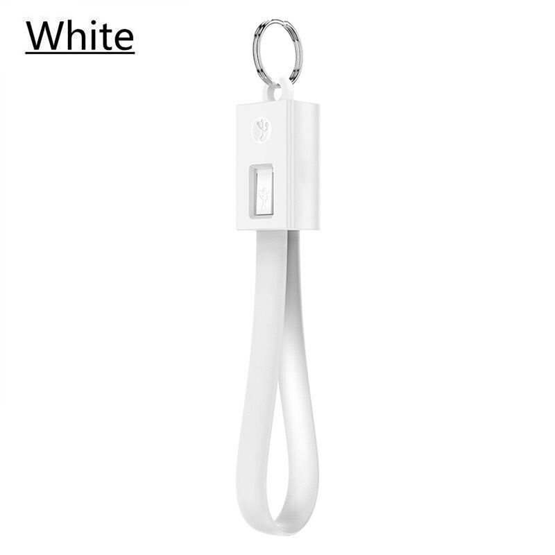 Keychain Micro USB Type C Cable Fast Charger Small Cable For iphone Sumsang Key Chain USBC Short Cabel Mini Cables East to Carry: White / 20CM For Micro