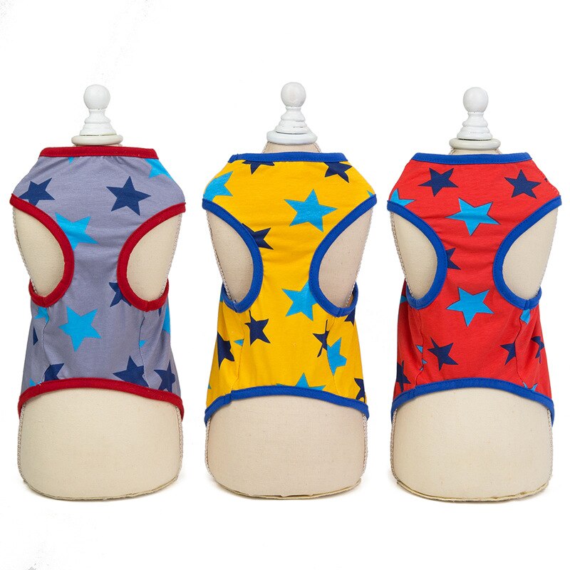 Base Dog Clothes Cheap Spring Summer Five-Pointed Star Printing Pet Vest Dogs Sport Shirt Pets T shirt Cats Clothing