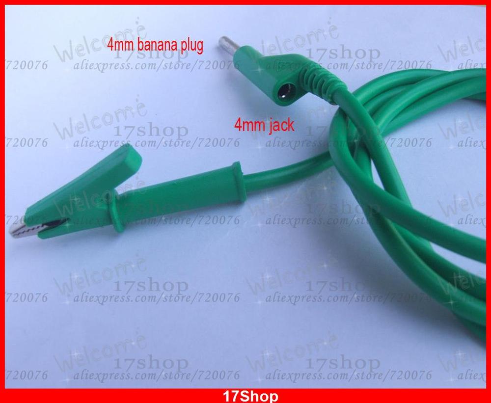1 stks Koper 4mm banana plug Alligator clip siliconen Voltage probe Kabels: green