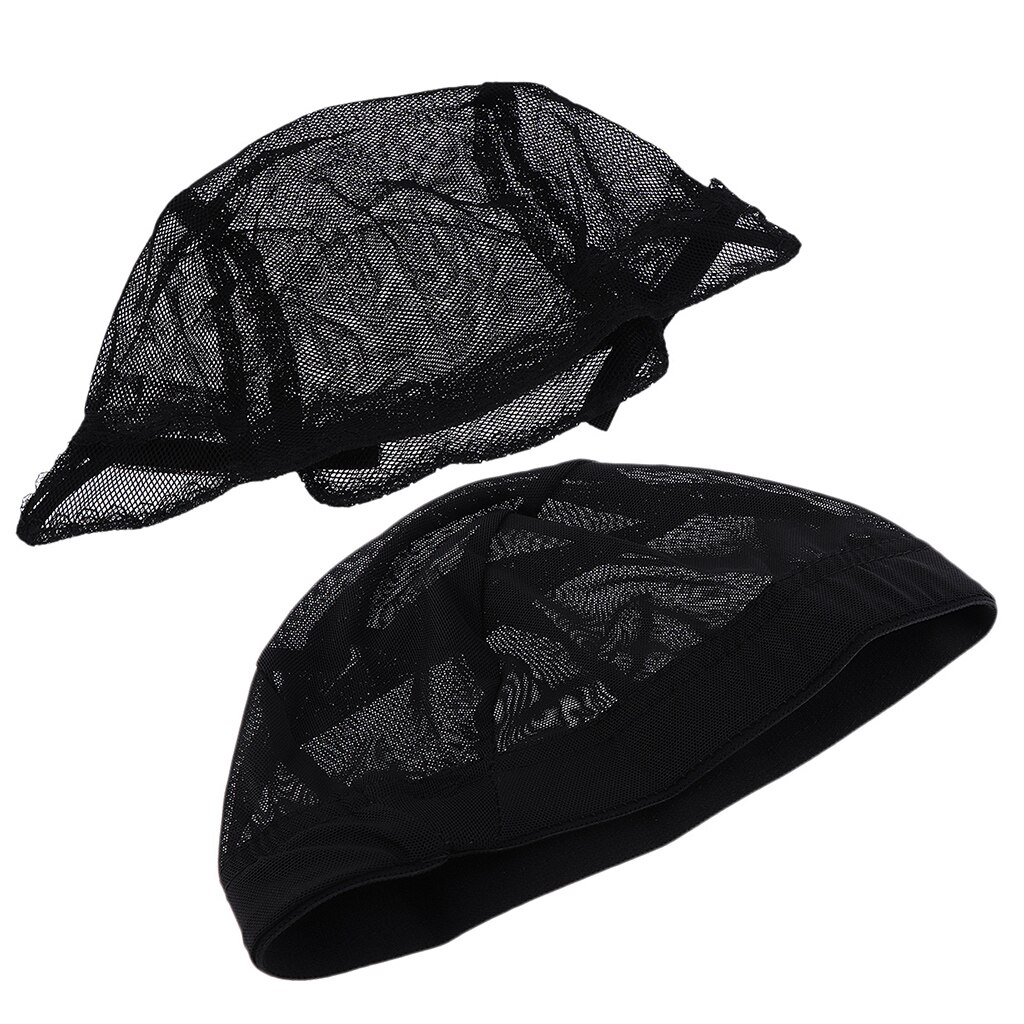 2pcs Adjustable Weaving Net Wig Cap Wig Making Weave Cap Elastic Hair Net Black