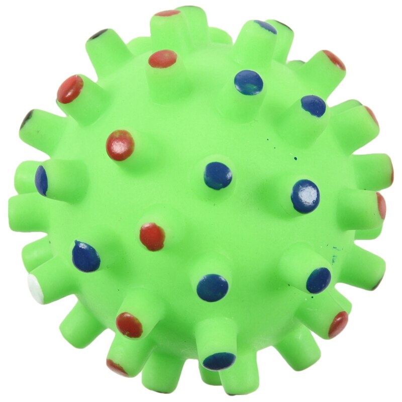 Grüner ball, haustier, hund, katze, welpe, quietscht, macht quakgeräusche, lustiges spielzeug, kaut