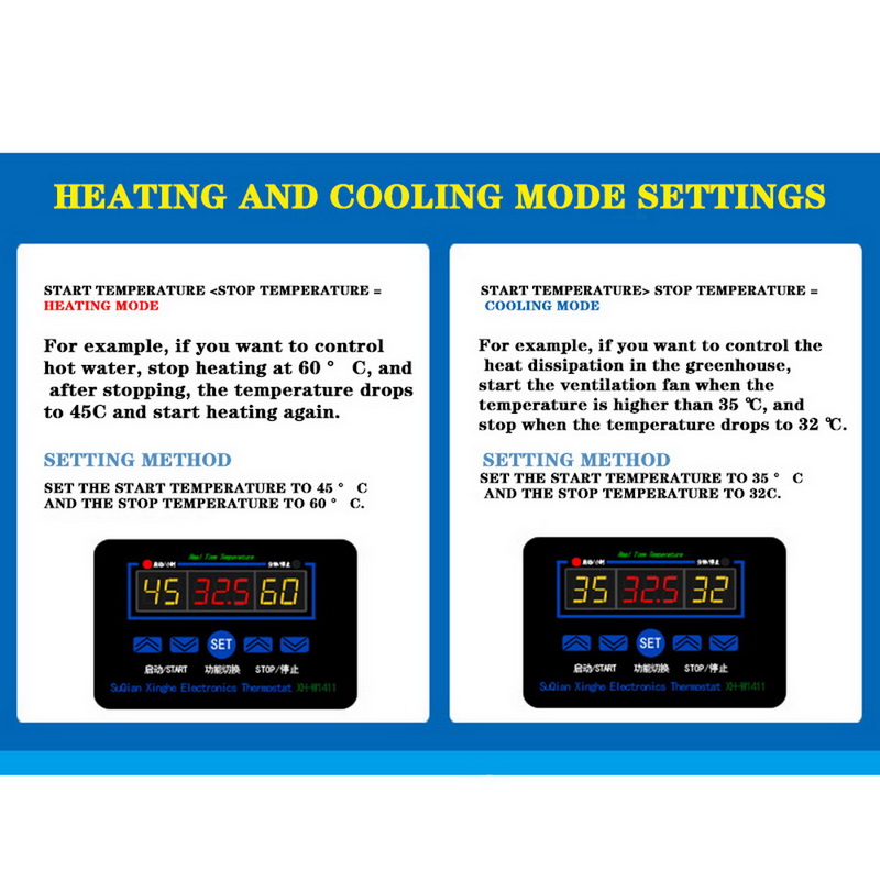 W1411 termostat ledet digital temperaturregulator  ac 110v 220v 10a skifte termometer smart temperaturregulator med sonde
