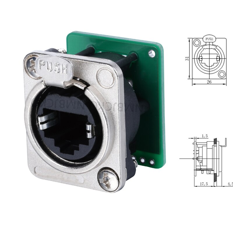 NMBJCKO Ethercon D-Series Panel Mount Jack Chassis Panel Mount Connector with D-series rack panel: HBDP01