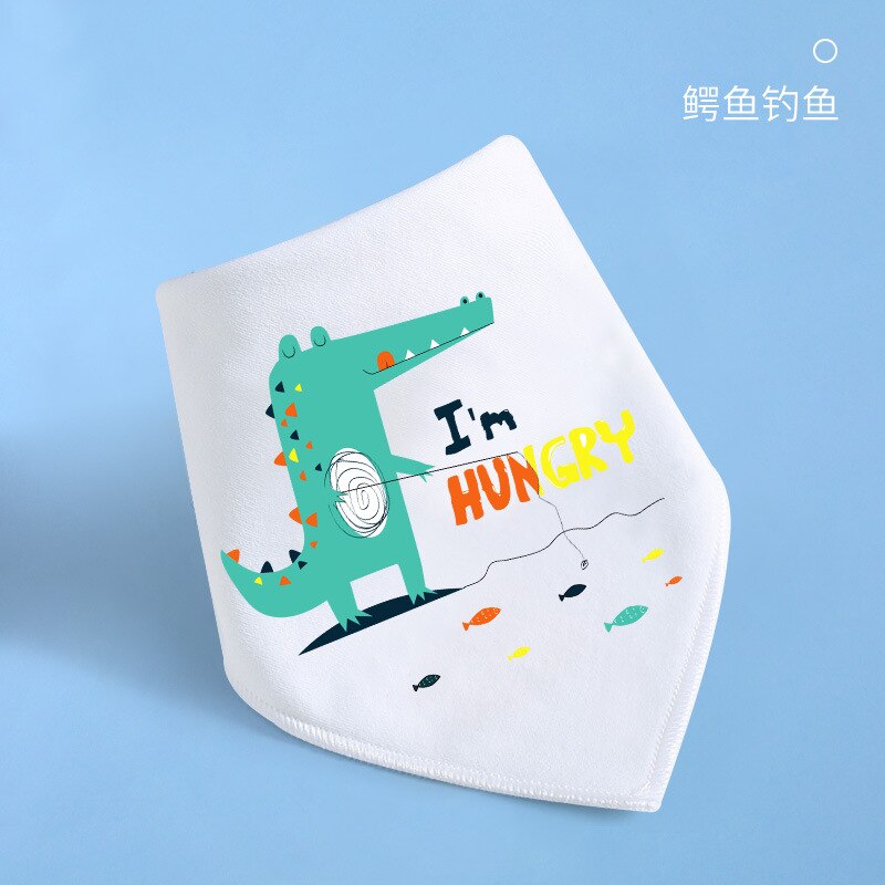 Cotton Bandana Bibs Baby Babador Feeding Smock Infant Burp Cloths Cartoon Saliva Towel Baby Eating Accessory Soft Cute Stuff: crocodile