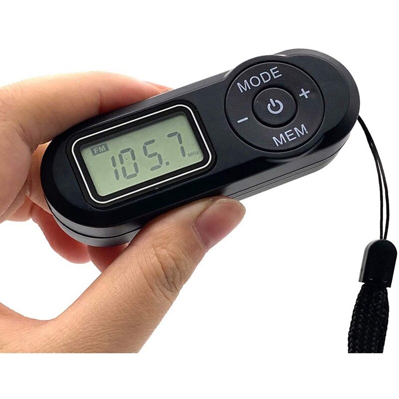 Mini bærbar fm-radio, lommeradio-modtager med øretelefon fm-stereoanlæg til at løbe løbende jogging