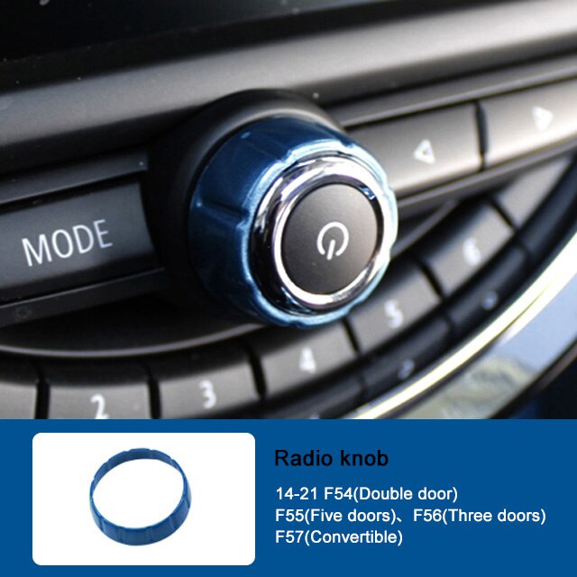 Car Warning Light Button Sticker For MINI Cooper ONE F54 F55 F56 F57 F60 Central Control Radio Knob Cover Decoration Accessories: dark blue-B