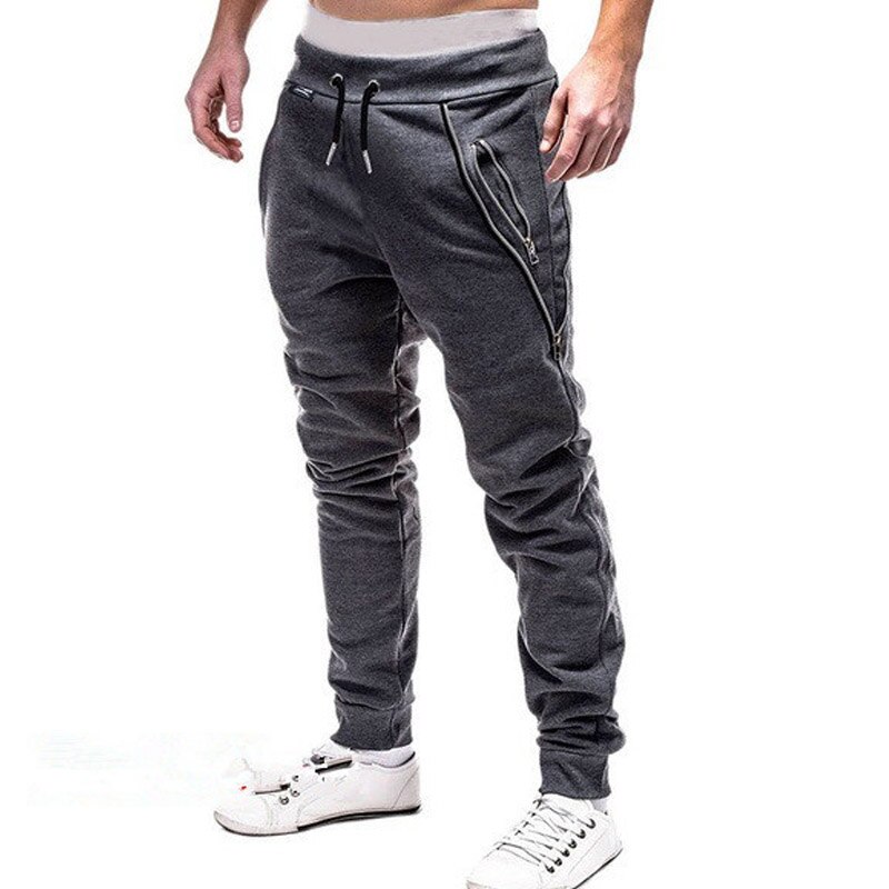 Joggingbukser mænd lynlåslommer solide casual midwaist bukser mænd fuld længde joggerbukser mænd streetwear pantalon homme