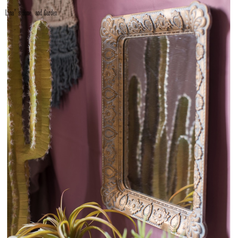 handcrafted classic antique french gold rectangle mdf wall mirror