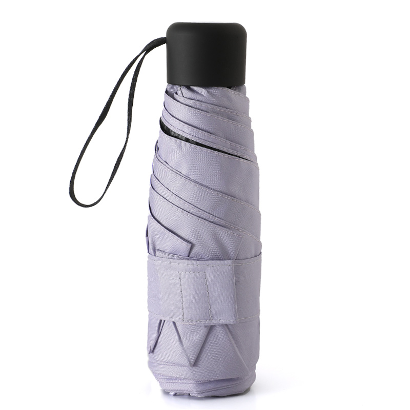 Mini paraguas plegable ultraligero de bolsillo para mujer, paraguas plegable pequeño a prueba de viento para viaje, paraguas compacto para lluvia para hombre, paraguas protector solar para exteriores: Morado