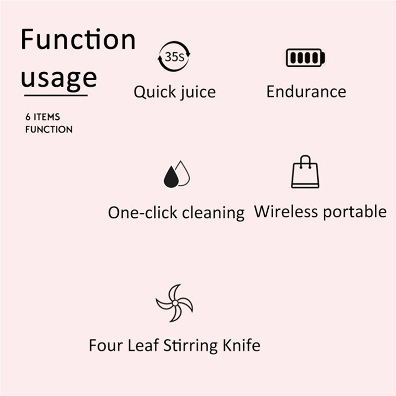 Draagbare elektrische sapcentrifuge voor huishoudelijk gebruik, multifunctionele sapcentrifuge met usb-oplaadfunctie, mini-konijn, automatische blender