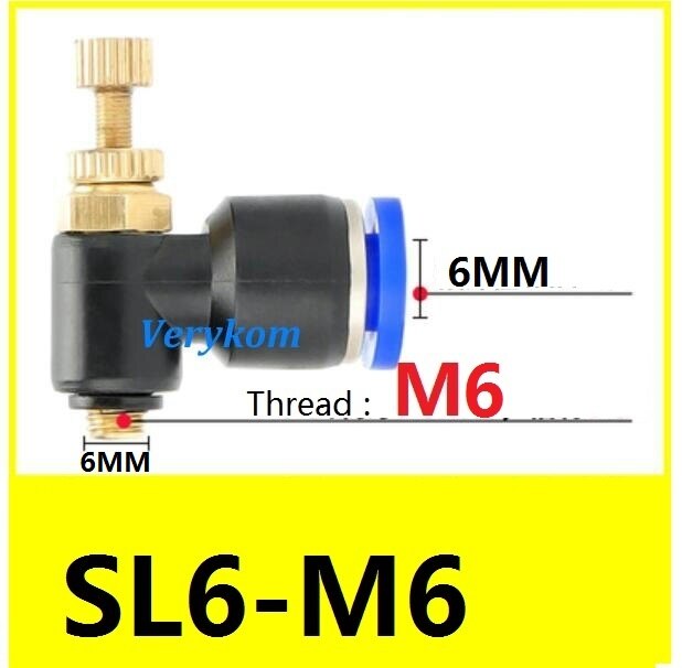 10pcs/lot SL6-M5/M6/M8 SL4-M3 SL8-M5 PSL6-M5 SL4-M5 Pneumatic Cylinder Throttle Valve Air Speed Controller Flow Adjuster PSL4M5A: SL6-M6A