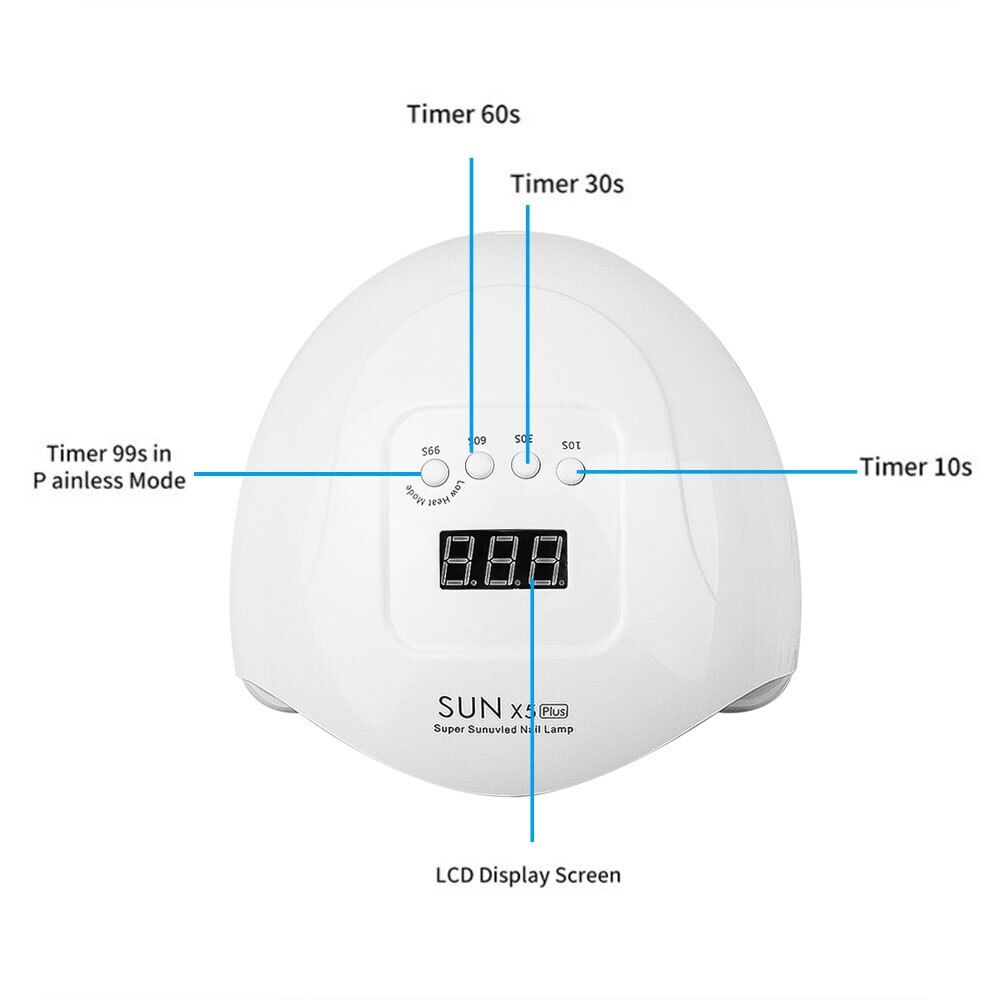 SUN 5 X Plus-Lámpara LED para uñas, lámpara de 36 secador de uñas LED con pantalla LCD de 80W para esmalte de Gel y manicura, temporizador con Sensor automático