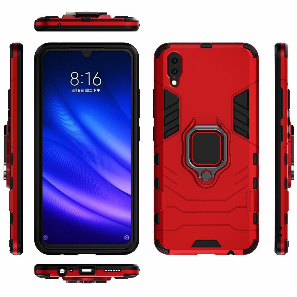 Coque antichoc avec anneau de support en Silicone et PC pour Vivo V11, étui pour V11, V11i, V 11, 11i, VivoV11, VivoV11i, 1806, 1804: VIVO V11 / Red